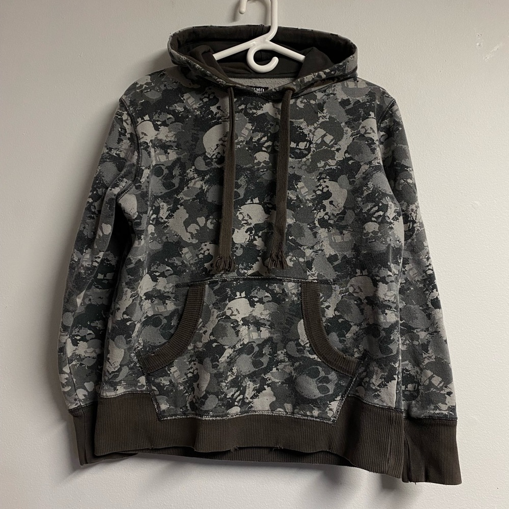 Vintage Y2K Skull grunge goth Camo Pattern Hoodie Size Medium